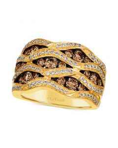 Chocolatier® Chocolate Diamond (1-1/3 ct. t.w.) & Vanilla Diamond (1/2 ct. t.w.) Wavy Statement Ring in 14k Gold