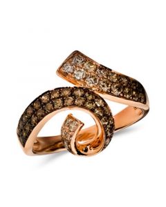 Chocolate Ombré Diamonds (5/8 ct. t.w.) & Nude Diamonds (1/4 ct. t.w.) Swirl Statement Ring in 14k Rose Gold