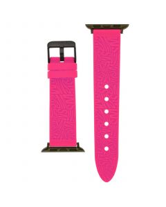 Women's Bright Pink Swirl Logo Silicone Strap Compatible with 38, 40, 41mm Apple Watch