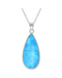 Onyx Teardrop Pendant Necklace in Sterling Silver, 16" + 2" extender, (Also in Blue Howlite & Sodalite), Created for Macy's