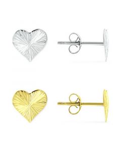 2-Pc. Set Textured Heart Stud Earrings in Sterling Silver & 18k Gold-Plate, Created for Macy's