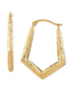 Textured Knife Edge Geometric Hoop Earrings in 10k Gold, Created for Macy's