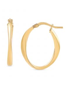 Polished Twisted Oval Hoop Earrings in 14k Gold