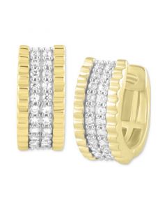 Men's Diamond Ridged Small Hoop Earrings (1/3 ct. t.w.) in 10k Gold, 15mm