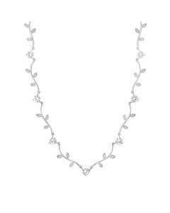 Cubic Zirconia Leaves Necklace in Sterling Silver