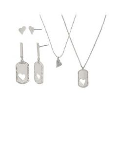 Heart Tag 4 Pieces Necklace and Earring Set