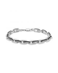 Men's Black Diamond Link Bracelet (1/2 ct. t.w.) in Sterling Silver