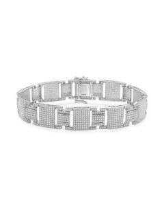 Men's Diamond Pavé Square Link Bracelet (6-1/2 ct. t.w.) in 10k White Gold