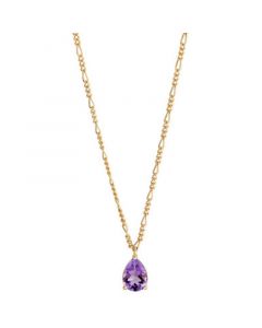 Amethyst Pear Solitaire Pendant Necklace (1 ct. t.w.) in 14k Gold-Plated Sterling Silver, 16" + 2" extender