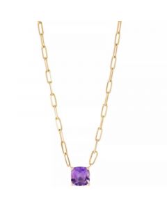 Amethyst Paperclip Link 18" Pendant Necklace (1-5/8 ct. t.w.) in Gold-Plated Sterling Silver (Also in Lab-Created Ruby & Swiss Blue Topaz)