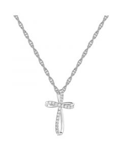 Diamond Cross 18" Pendant Necklace (1/8 ct. t.w.) in Sterling Silver