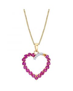 Emerald (1-1/3 ct. t.w.) & Diamond Accent Heart 18" Pendant Necklace in 10k Gold (Also in Ruby)