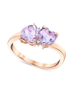 Pink Amethyst (1-5/8 ct. t.w.) & Diamond Accent Double Heart Ring in 10k Rose Gold