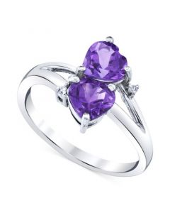 Amethyst (1-3/8 ct. t.w.) & Diamond Accent Double Heart Ring in 10k White Gold