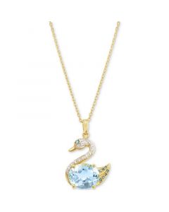 Multi-Topaz Swan 18" Pendant Necklace (4-1/4 ct. t.w.) in 14k Gold-Plated Sterling Silver