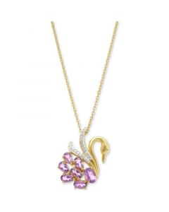 Amethyst (1-3/8 ct. t.w.) & White Topaz Accent 18" Swan Pendant Necklace in 14k Gold-Plated Sterling Silver