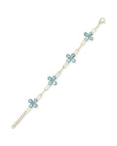 Sky Blue Topaz Flower Cluster Paperclip Link Bracelet (12-3/4 ct. t.w.) in 14k Gold-Plated Sterling Silver