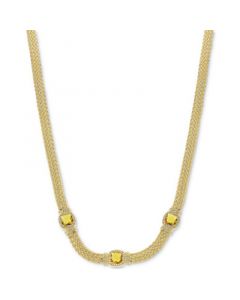 Citrine (5-1/4 ct. t.w.) & White Topaz (7/8 ct. t.w.) Weave Link 18" Collar Necklace set in 14k Gold-Plated Sterling Silver