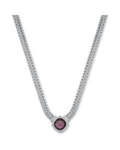 Amethyst (9 ct. t.w.) & White Topaz Accent (3/8 ct. t.w.) Weave Link 18" Collar Necklace in Sterling Silver