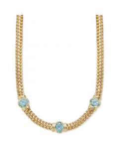 Swiss Blue Topaz Weave Link 18" Collar Necklace (10-1/2 ct. t.w.) in 14k Gold-Plated Sterling Silver