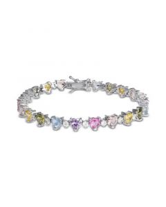 Multicolor Cubic Zirconia Heart Link Bracelet in Sterling Silver, Created for Macy's