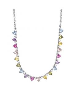 Multicolor Cubic Zirconia Heart 18" Collar Necklace in Sterling Silver, Created for Macy's