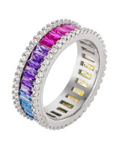 Multicolor Cubic Zirconia Baguette Ring in Sterling Silver, Created for Macy's