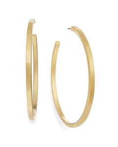 Textured C-Hoop Earrings in 14k Gold Vermeil over Sterling Silver, 2-1/4" (Also in Sterling Silver)