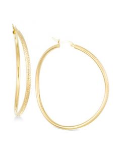 Wavy Round Hoop Earrings in 14k Gold Over Sterling Silver, 2-3/8" (Also in Sterling Silver)