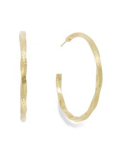 Diamond-Cut C-Hoop Earrings in 14k Gold Vermeil over Sterling Silver 2-1/4" (Also in Sterling Silver)