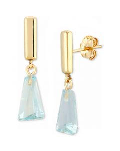 Blue Topaz Trapezoid Polished Bar Drop Earrings (3-7/8 ct. t.w.) in 14k Gold