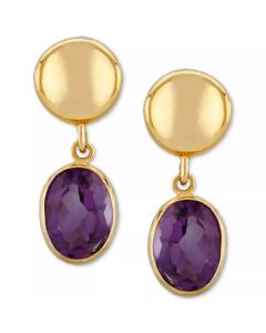 Amethyst Disc Drop Earrings (2-1/2 ct. t.w.) in 14k Gold (Also in Citrine & Garnet)