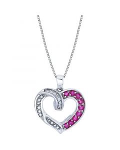 Ruby (3/4 ct. t.w.) & Diamond (1/20 ct. t.w.) Open Heart 18" Pendant Necklace in Sterling Silver