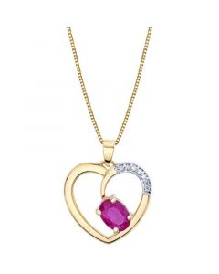 Ruby (1 ct. t.w.) & Diamond Accent Heart 18" Pendant Necklace in 14k Gold