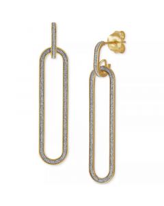 Glitter Paperclip Doorknocker Drop Earrings in 10k Gold, Created for Macy's