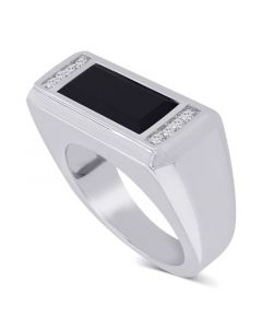 Men's Onyx & Diamond (1/10 ct. t.w.) Polished Rectangular Ring