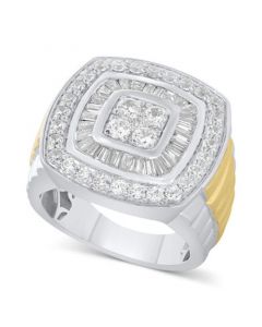 Men's Diamond Baguette & Round Cluster Ring (2 ct. t.w.) in 10k White Gold