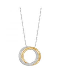 Cubic Zirconia Double Circle 18" Pendant Necklace in Sterling Silver & 14k Gold-Plate