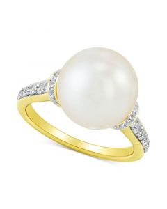 Cultured Ming Freshwater Pearl (11mm) & Diamond (1/3 ct. t.w.) in 14k Gold