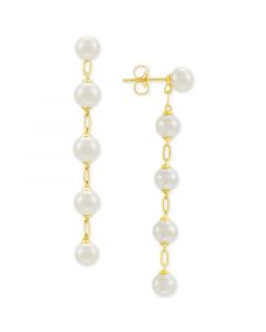 Cultured Freshwater Pearl (5 - 5-1/2) Linear Drop Earrings in 14k Gold