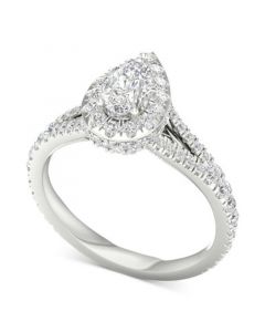 IGI Certified Diamond Pear Halo Engagement Ring (1-1/3 ct. t.w.) in Platinum