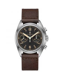 Men's Swiss Chronograph Khaki Aviation Pioneer Brown Leather Strap Watch 40mm