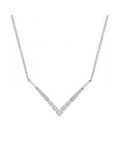 Diamond "V" Fancy Collar Necklace (1/4 ct. t.w.) in Platinum, 16" + 2" extender, Created for Macy's