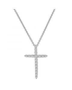 Diamond Cross Pendant Necklace (1/4 ct. t.w.) in Platinum, 18" + 2" extender, Created for Macy's