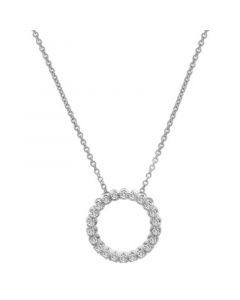 Diamond Circle 18" Pendant Necklace (1/4 ct. t.w.) in Platinum, 18" + 2" extender, Created for Macy's