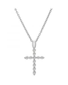 Diamond Cross Pendant Necklace (1/6 ct. t.w.) in Platinum, 18" + 2" extender, Created for Macy's