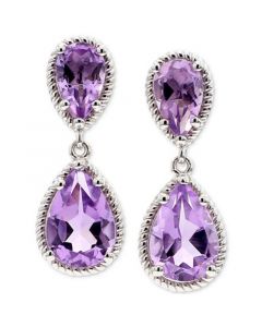 Pink Amethyst (7 ct. t.w.) Teardrop Double Drop Earrings in Sterling Silver