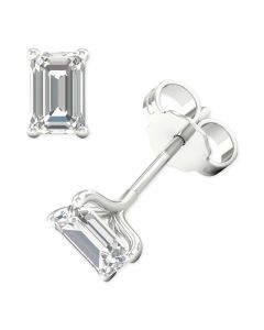 Diamond Emerald-Cut Stud Earrings (1/2 ct. t.w.) in 14k White Gold