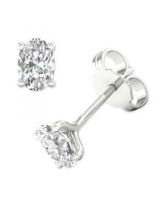 Diamond Oval Stud Earrings (1/2 ct. t.w.) in 14k White Gold