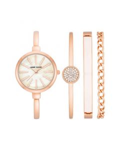 Women's Rose Gold-Tone Alloy Bangle Watch 32mm and Bracelet Set